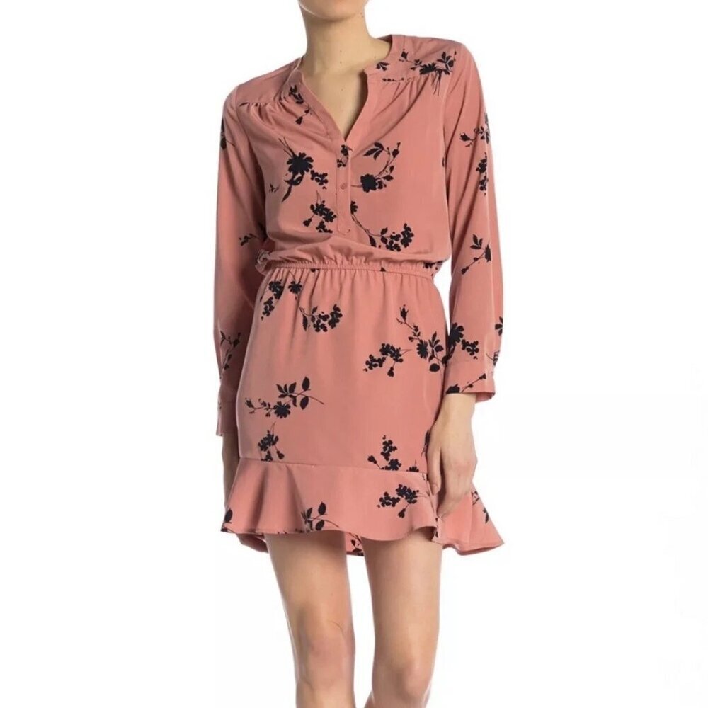 Joie Pink Acey Floral Long Sleeve Dress Size XS